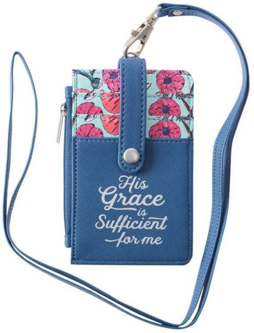 1220000136915 His Grace Is Sufficient Faux Leather ID Card Holder