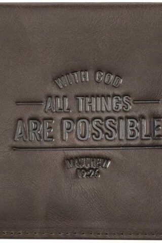 1220000137080 With God All Things Are Possible Genuine Leather Matthew 19:26