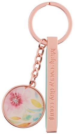 1230000109062 Keyring In Tin Pink Daises Make Every Day Count