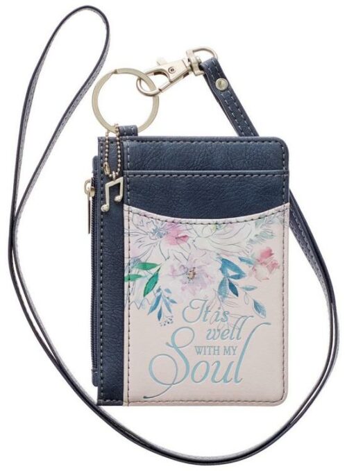 6006937151277 Well With My Soul Hymn Soft Pink And Blue Faux Leather ID Card Holder