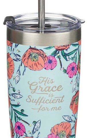 1220000136946 His Grace Stainless Steel Travel Mug With Reusable Stainless Steel Straw