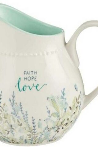 1220000370661 Faith Hope Love White Ceramic Pitcher