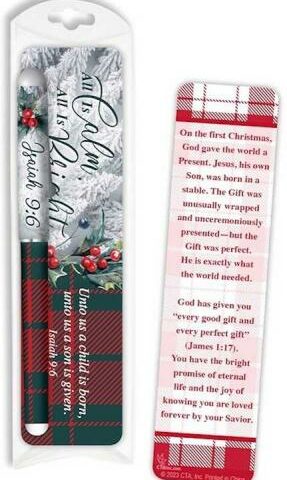 615122169971 All Is Calm All Is Bright Bookmark And Pen Set Isaiah 9:6