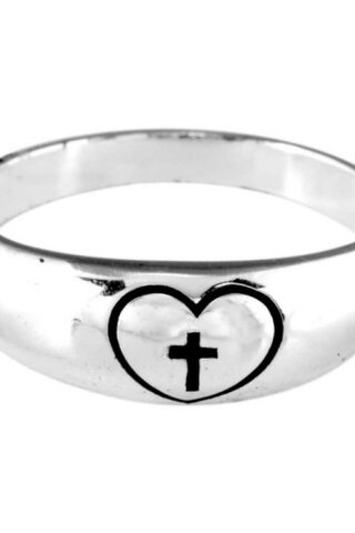 603799298667 Dome Engraved Heart Cross (Size 9 Ring)