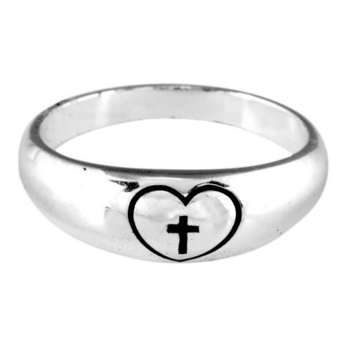 603799298667 Dome Engraved Heart Cross (Size 9 Ring)