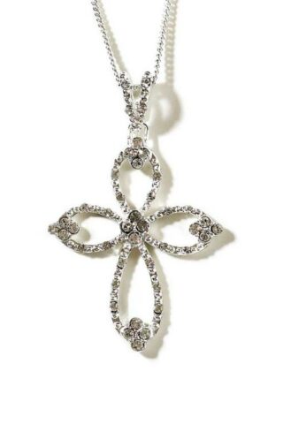 714611138013 Large Open Petal Cross With CZ Stones