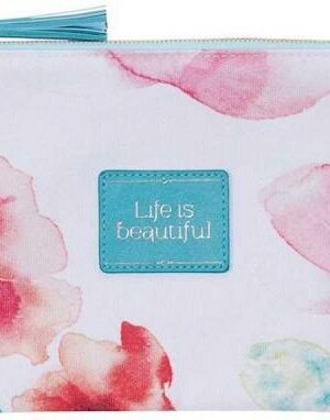 1230000109147 Life Is Beautiful Canvas Zippered Pouch