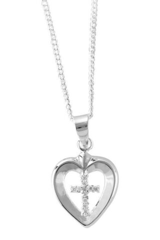 603799222259 Open Heart With CZ Cross Center