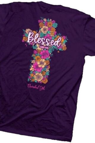 612978644218 Cherished Girl Floral Cross (XL T-Shirt)