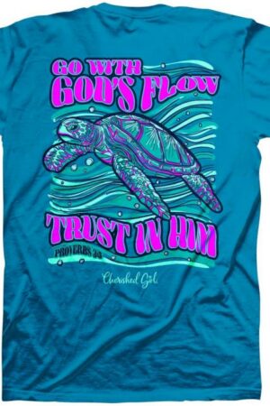 612978644393 Cherished Girl Go With Gods Flow Trust In Him Turtle (Small T-Shirt)