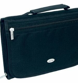6006937070622 Jesus Fish Badge Black Canvas Bible Cover for Men and Women  Large Zippered Tri-