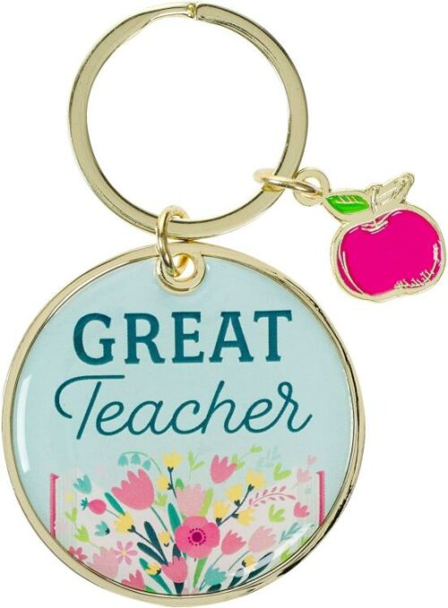 1220000323025 Split Gold Metal Keyring Accessory for Teachers: Great Teacher Inspirational Scr