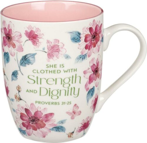 1220000323803 Inspirational Ceramic Coffee & Tea Mug for Women: Strength & Dignity Encouraging