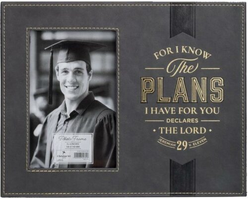 1220000327818 Vegan Leather Graduation Scripture Picture Frame for Graduates & Students: I Kno