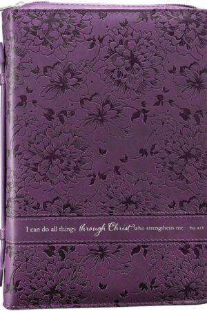 6006937109919 Purple Faux Leather Bible Cover for Women  All Things Through Christ- Philippian