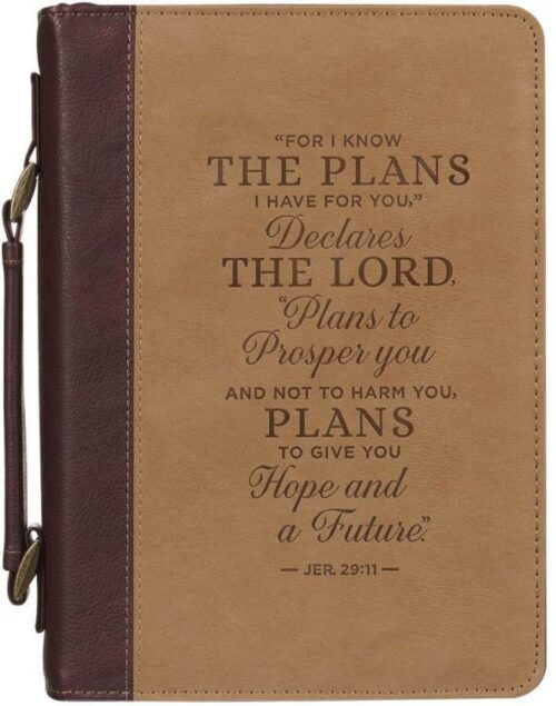 1220000325357 Classic Vegan Leather Bible Cover for Men & Women: Hope & Future Encouraging Scr