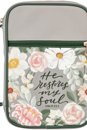 1220000721364 Premium Vegan Leather Inspirational Bible Cover for Women: He Restores My Soul E