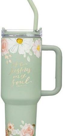 1220000720411 He Restores My Soul Stainless Steel Travel Tumbler Psalm 23:3