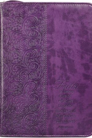 1220000130401 Purple Faux Leather Bible Cover for Women  Faith Purple Paisley- Hebrews 11:1  Z