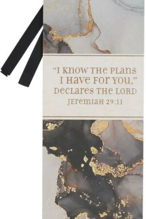 1220000137974 Gray Marble Swirl w/Gold Men & Women Bookmark: The Plans Jeremiah 29:11 w/Ribbon