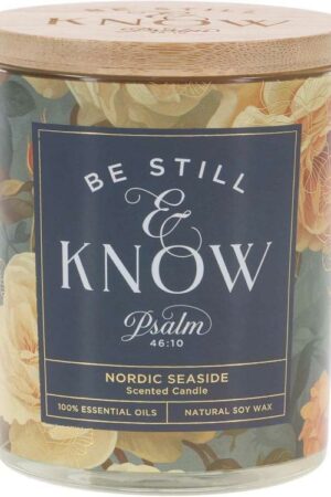 1220000328273 Be Still And Know Yellow Rose Nordic Seaside Scented Candle In A Glass Jar