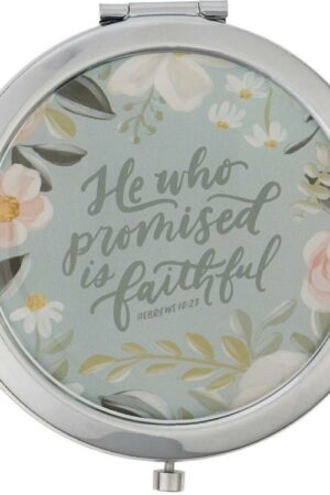 1220000329850 Women's Double-Sided Inspirational Metal Compact Makeup Mirror: He Who Promised