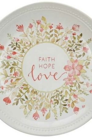 1220000370678 With Love 9 Ceramic Serving Plate for Home & Kitchen: Faith Hope Love Pink Flor"