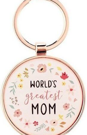 1220000370944 Worlds Greatest Mom Peach Floral Keychain