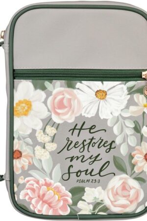 1220000721364 Premium Vegan Leather Inspirational Bible Cover for Women: He Restores My Soul E