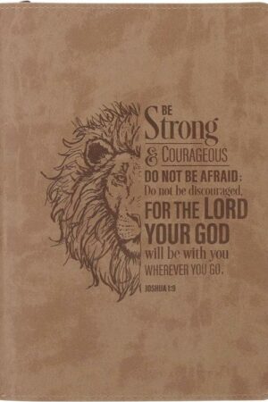 9798896780823 Be Strong And Courageous Lion Tan Journal With Zipper Closure Joshua 1:9
