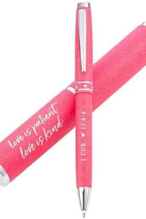 1220000132375 Love Is Patient Pink Stylish Classic Pen in Matching Gift Case-1 Corinthians 13: