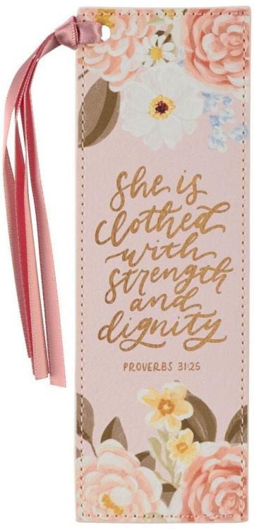 1220000328105 Premium Vegan Leather Inspirational Scripture Bookmark for Women: Strength & Dig