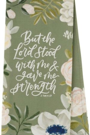 1220000722163 Decorative Inspirational Scripture Tea Towel for Women: Lord Stood with Me Encou