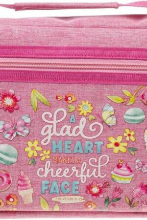 6006937176553 Premium Fashion Polyester Bible Cover for Girls: A Glad Heart Makes A Cheerful F