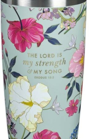1220000325319 Large Stainless Steel Scripture Travel Mug Tumbler for Women: Lord is My Strengt