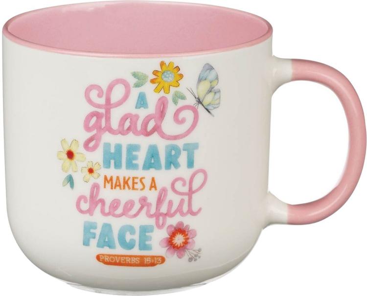 1220000721838 Inspirational Scripture Ceramic Coffee & Tea Mug for Women & Girls: A Glad Heart