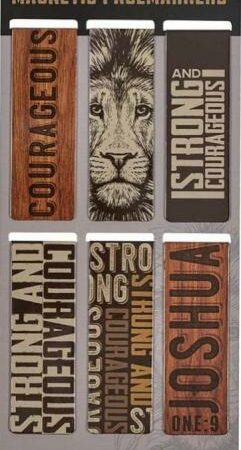 6006937156760 Magnetic Scripture Bookmark/Pagemarker Set for Men: Strong & Courageous Lion - S