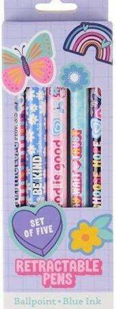 6006937170995 5 Piece Inspirational Kids Medium Ballpoint Pen Set for Girls: Encouraging Scrip